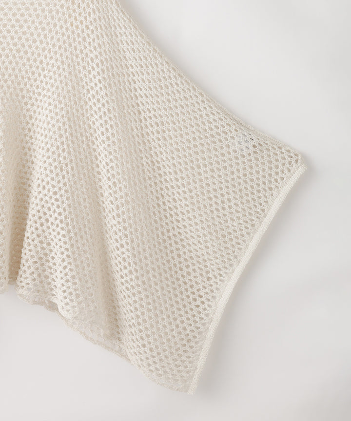 ポンチョ型メッシュニット