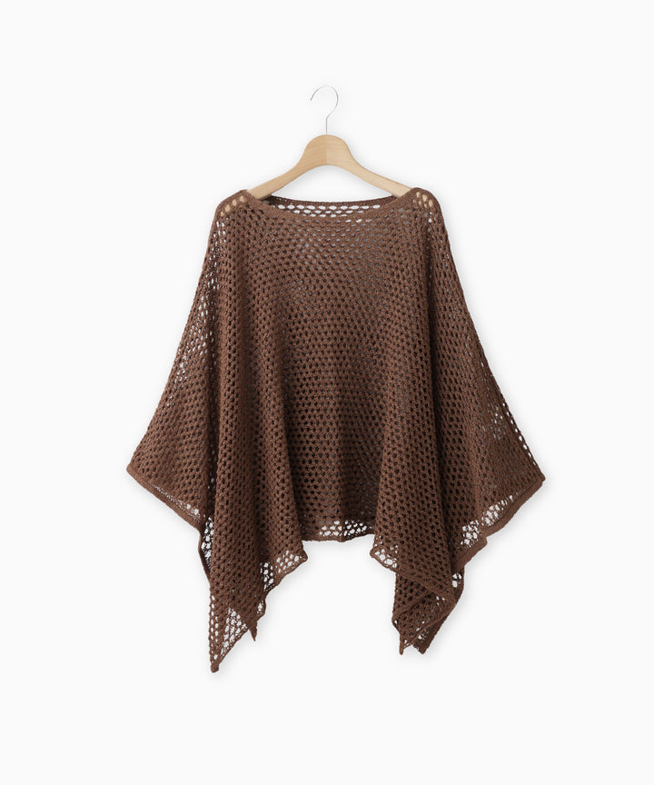 ポンチョ型メッシュニット