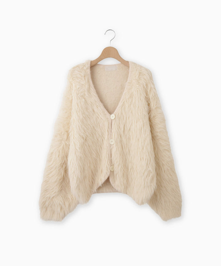 ロングシャギーVネックカーディガン