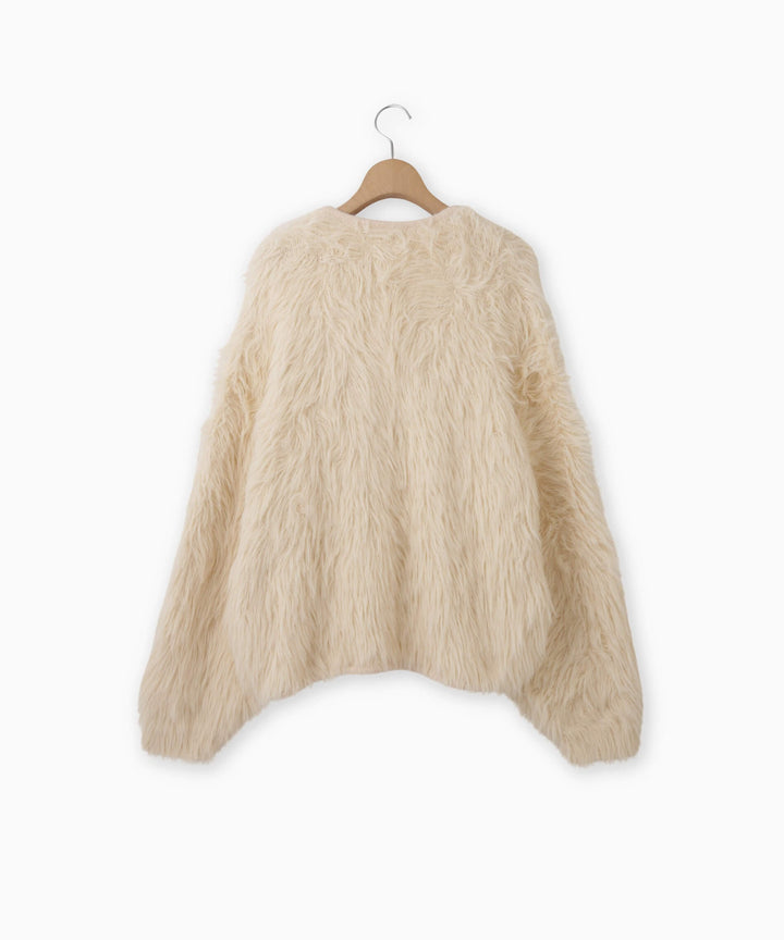 ロングシャギーVネックカーディガン