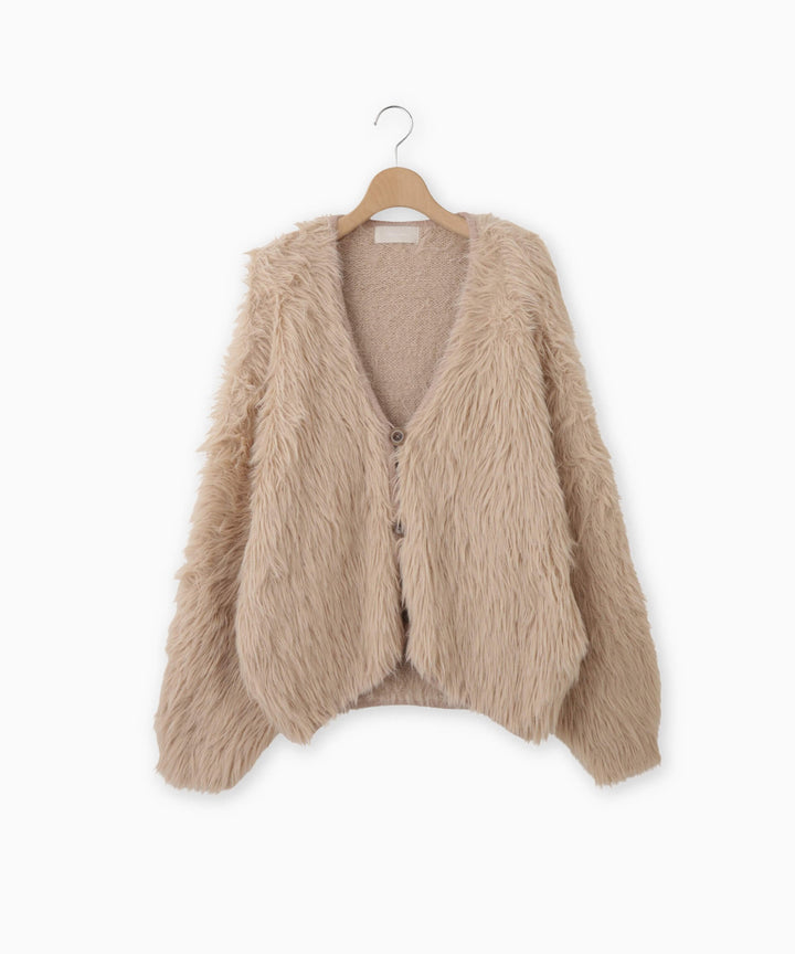 ロングシャギーVネックカーディガン