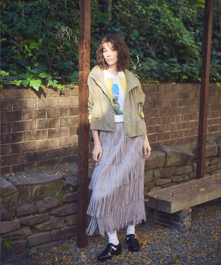 衿つきメッシュニットカーディガン