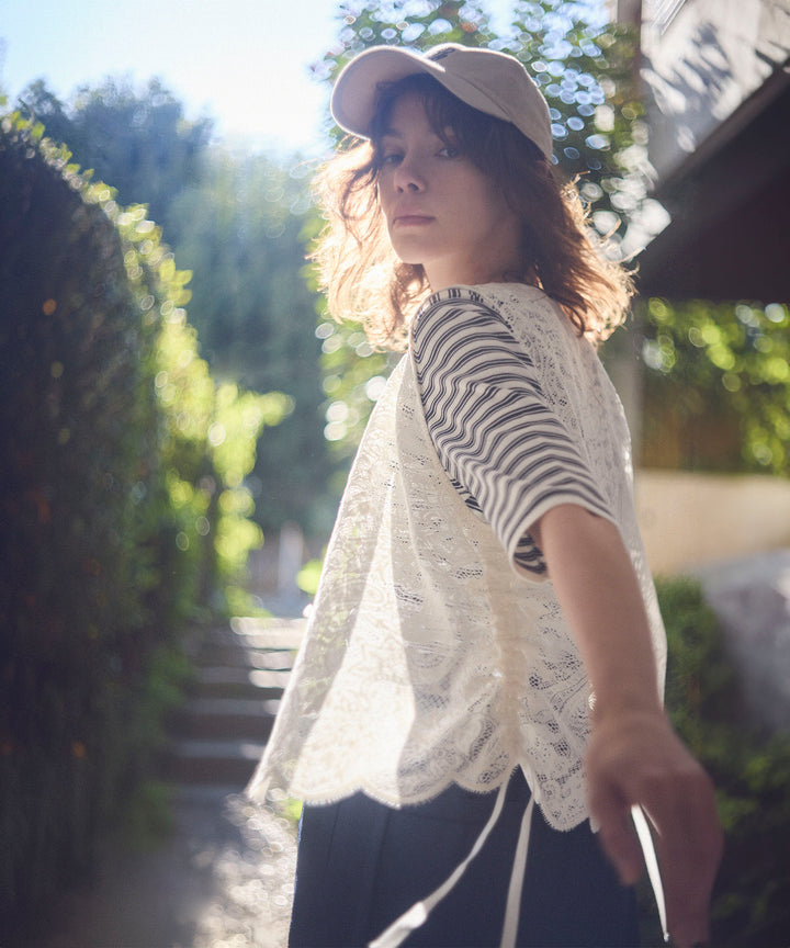 スカラップデザインレースブラウス