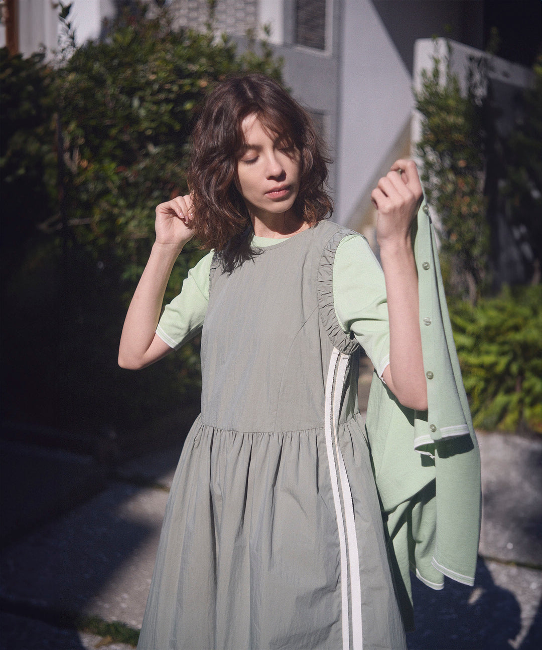 5分袖ニットトップス