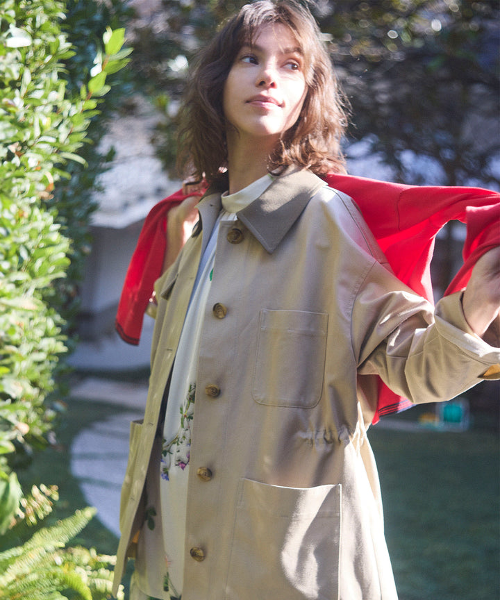 ボタニカルプリントノースリーブワンピース