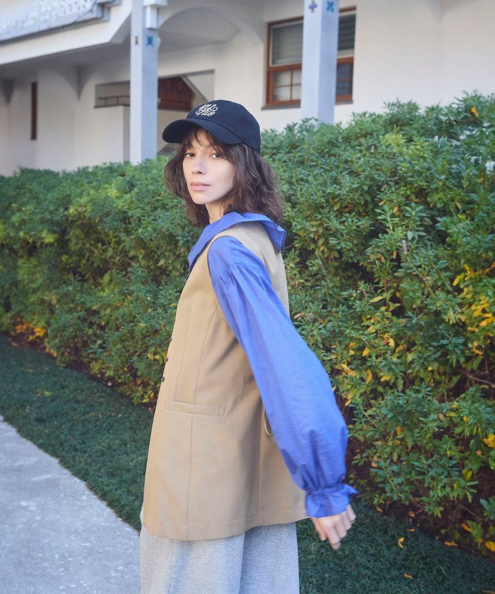 シアービッグカラーギャザーブラウス