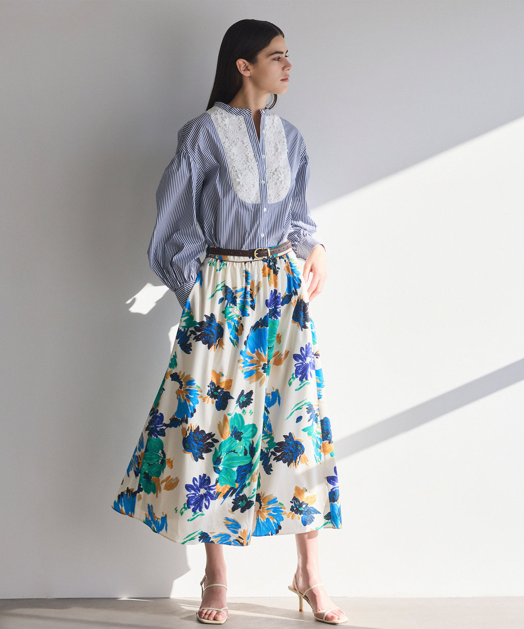 マルチカラープリントフレアスカート