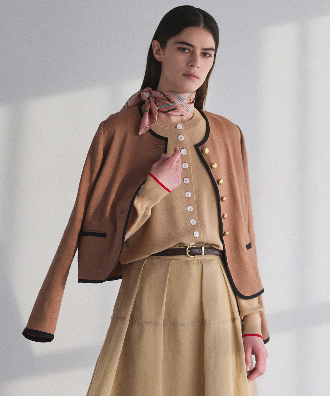 配色ニットカーディガン