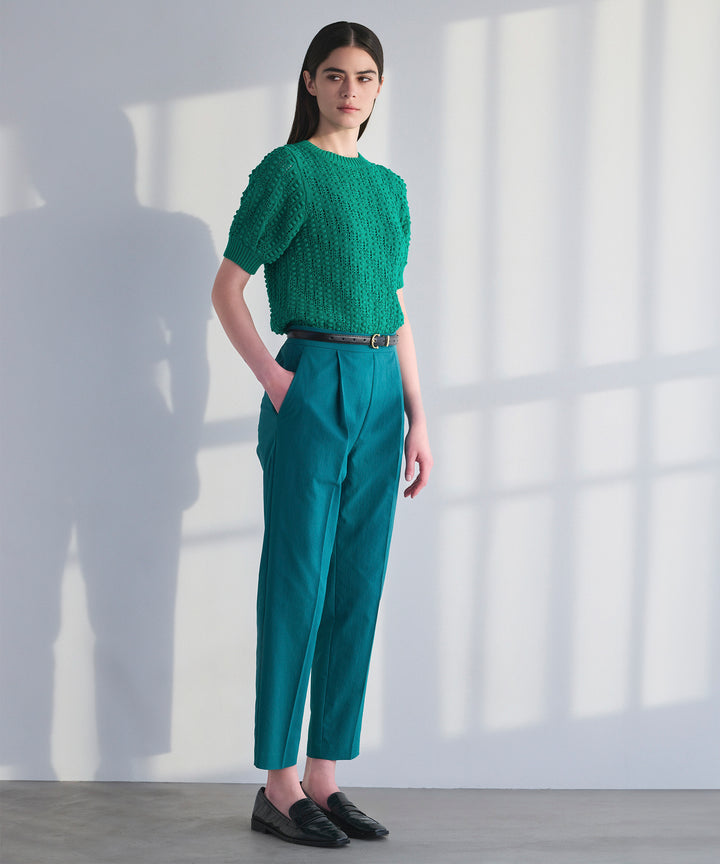 ポップコーン編みハーフスリーブニット