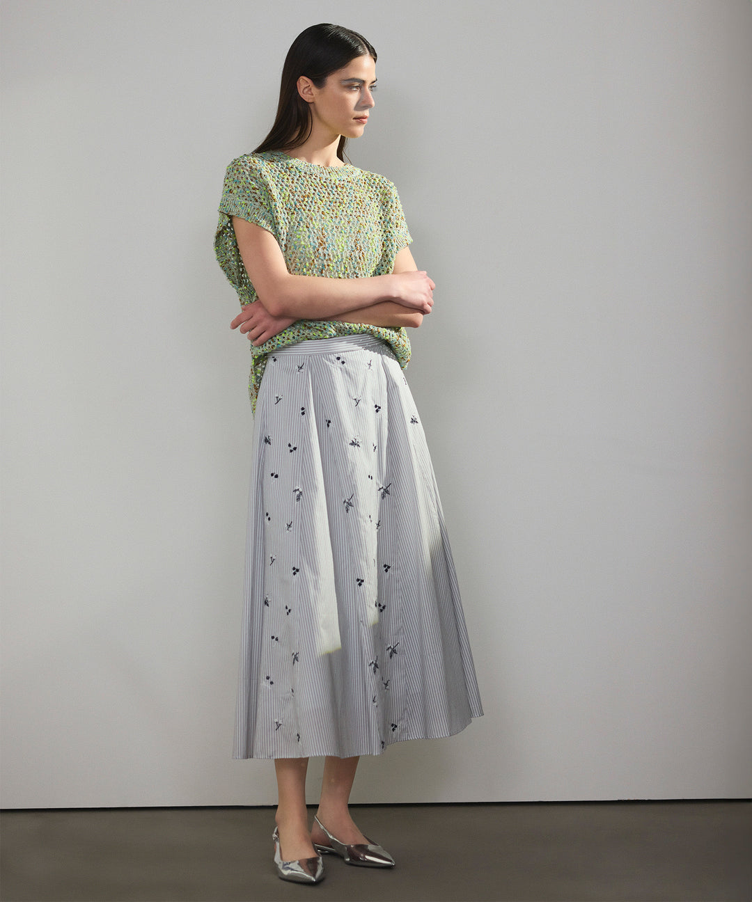 カラーネップメッシュニットベスト