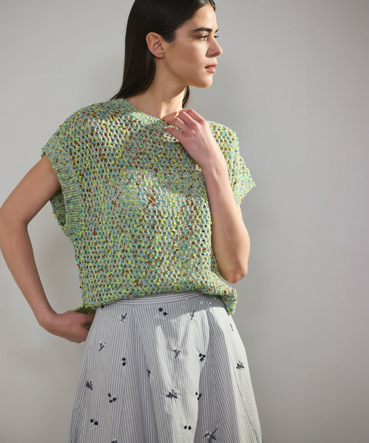 カラーネップメッシュニットベスト