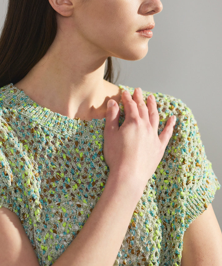 カラーネップメッシュニットベスト