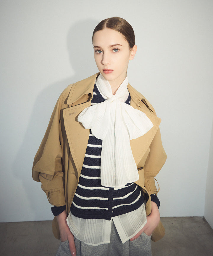 サッカーチェックシアーリボンブラウス