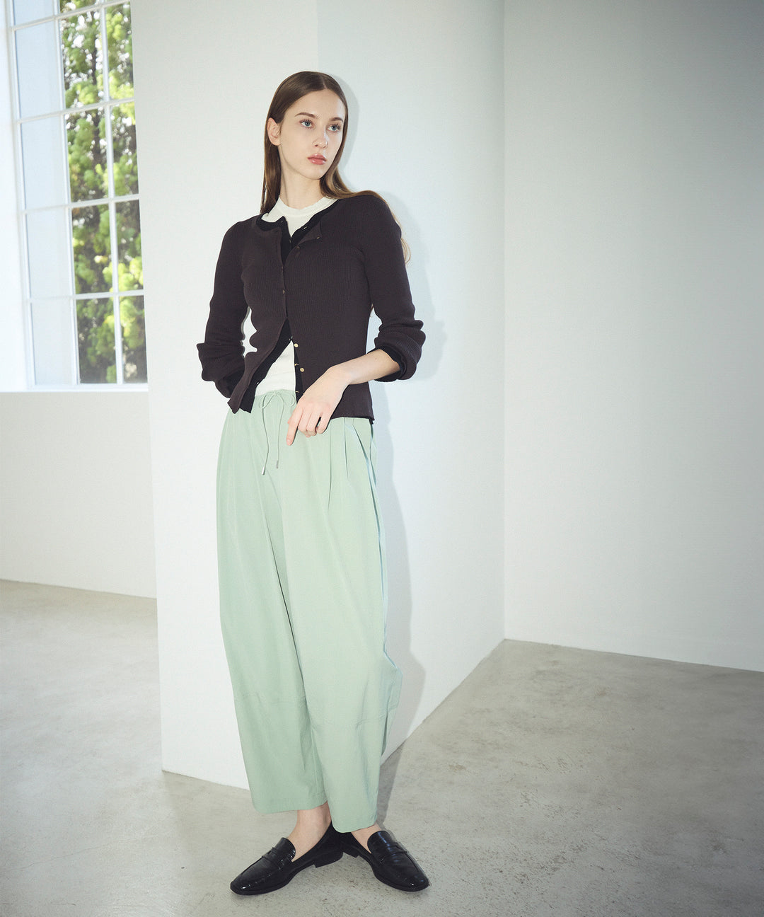 リブニットカーディガン