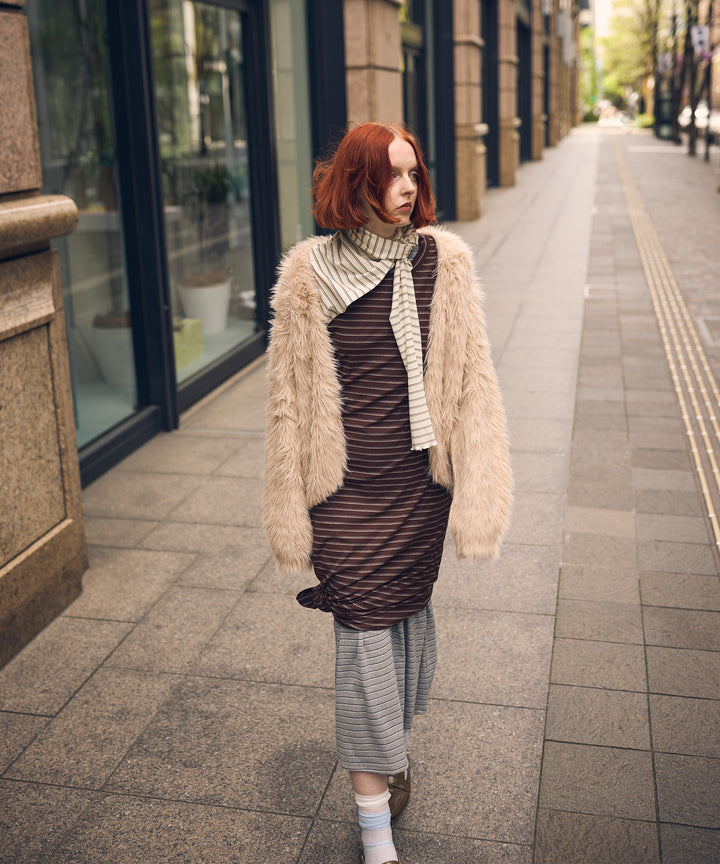 ロングシャギーVネックカーディガン