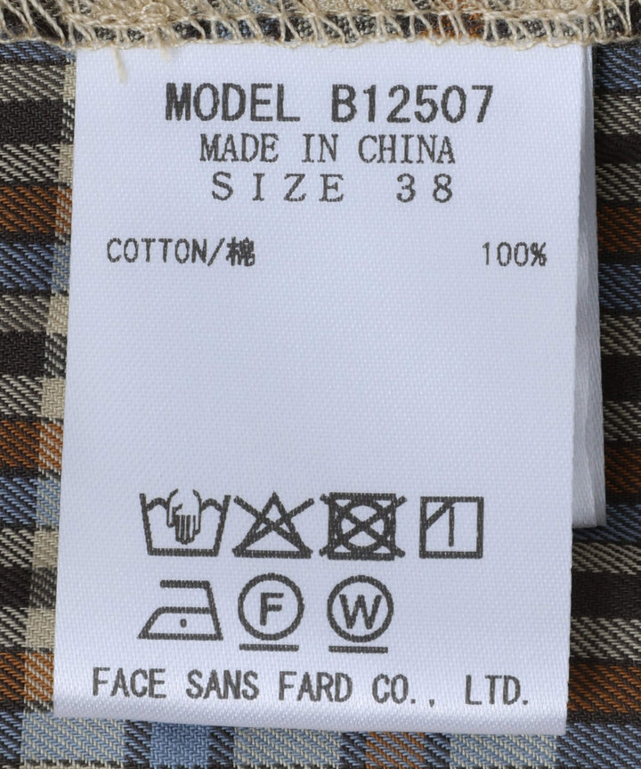 オーガニックコットンミニチェックボウタイブラウス