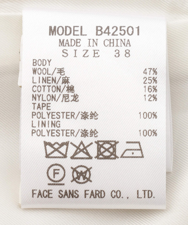 異素材ミックスツイルノーカラージャケット