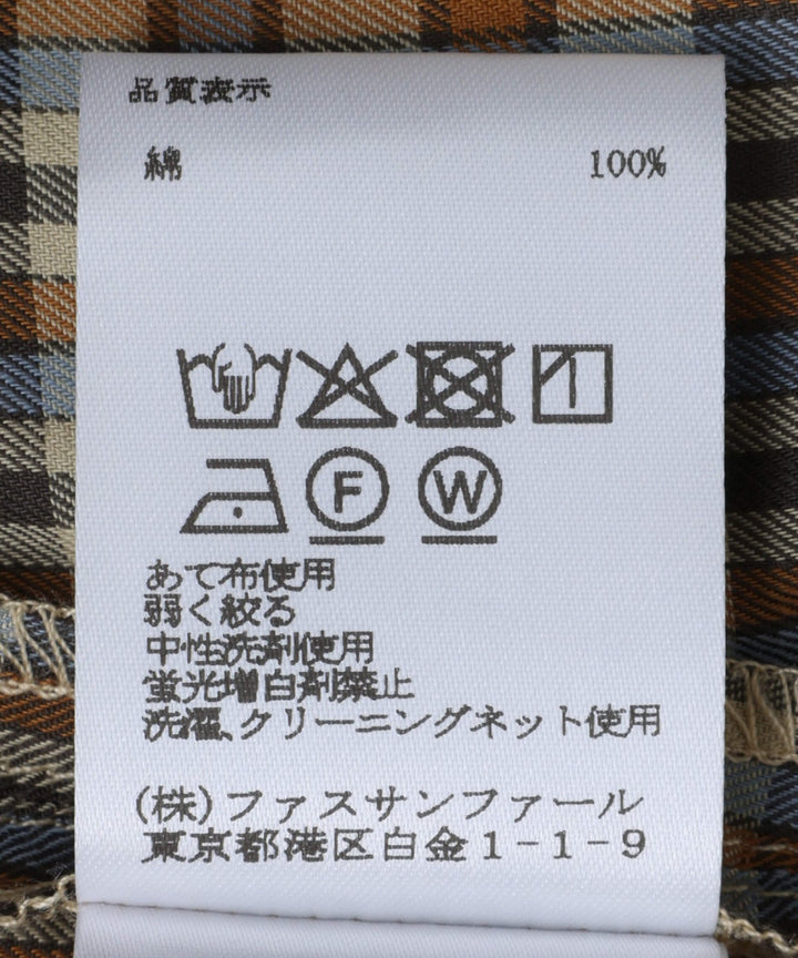 オーガニックコットンミニチェックボウタイブラウス