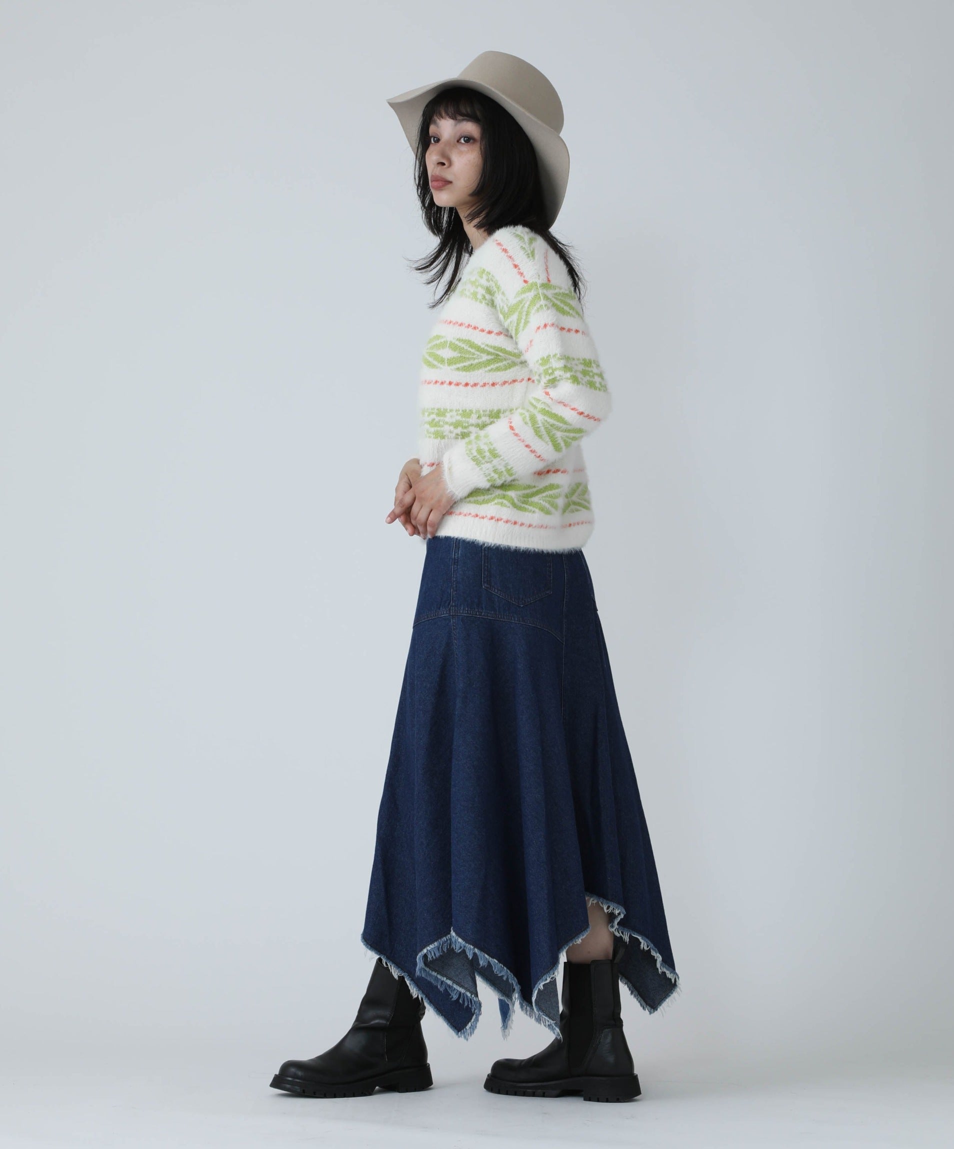 ソールヒール形ピンヒール【Christian Dior】western ジャガード knit boot