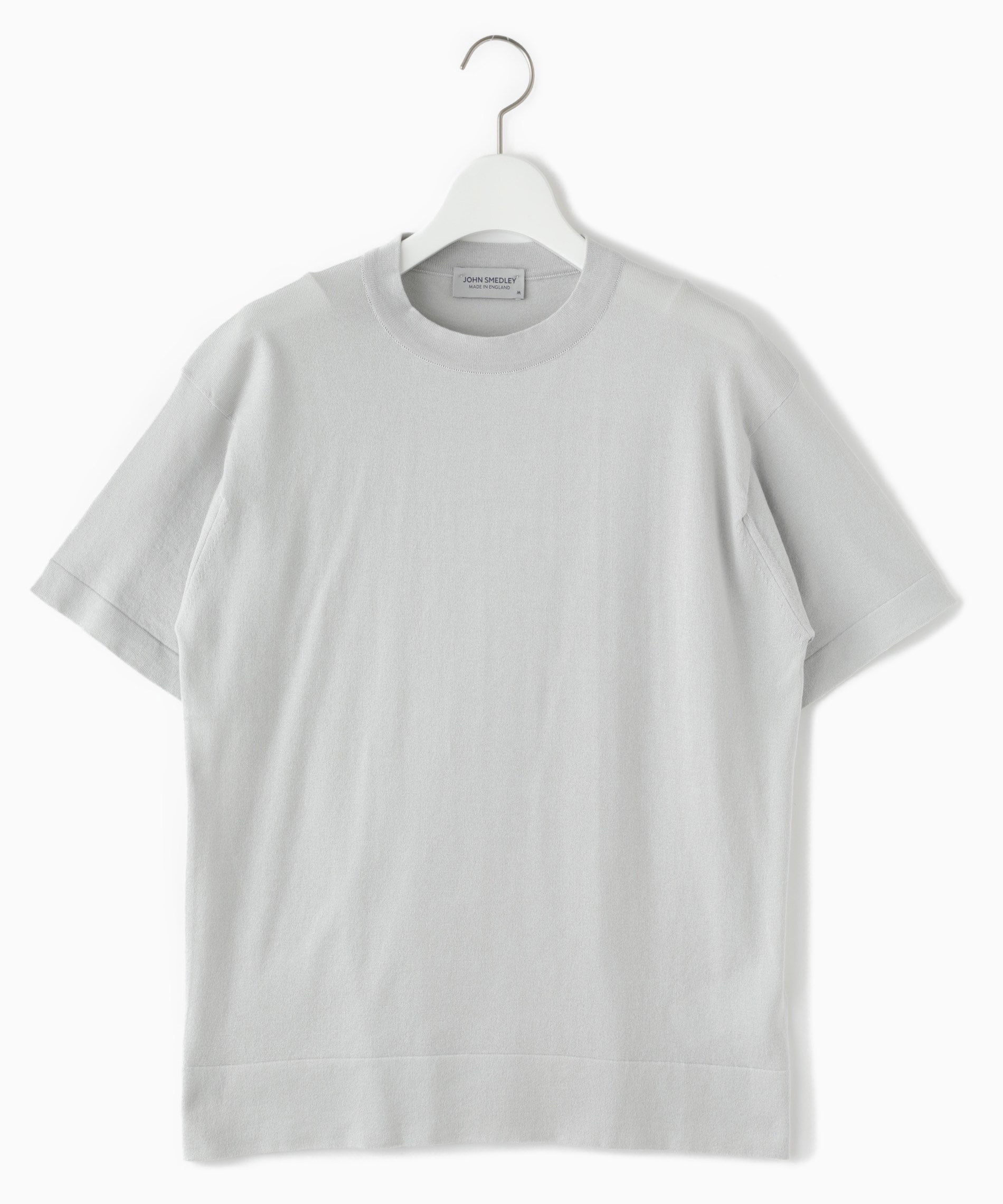 JOHN SMEDLEY クルーネック半袖ニット S グレー クルーネック半袖ニット|JOHN SMEDLEY – FACE SANS FARD